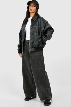 Petite synthétique Bomber Oversize à Couture Contraste