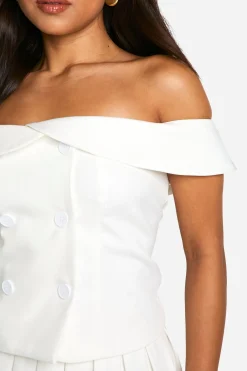 Petite Tailored Bardot Top