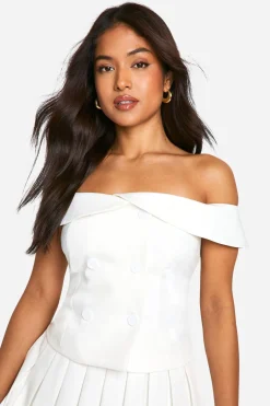 Petite Tailored Bardot Top