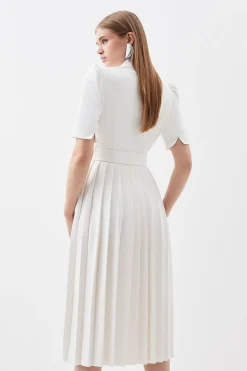 KarenMillen Petite Tailored Structured Crepe Forever Pleat Midi Dress<Femme Tailleurs|Robes Mi-Longues