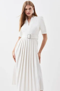 KarenMillen Petite Tailored Structured Crepe Forever Pleat Midi Dress<Femme Tailleurs|Robes Mi-Longues