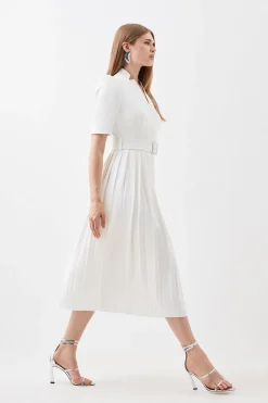 KarenMillen Petite Tailored Structured Crepe Forever Pleat Midi Dress<Femme Tailleurs|Robes Mi-Longues
