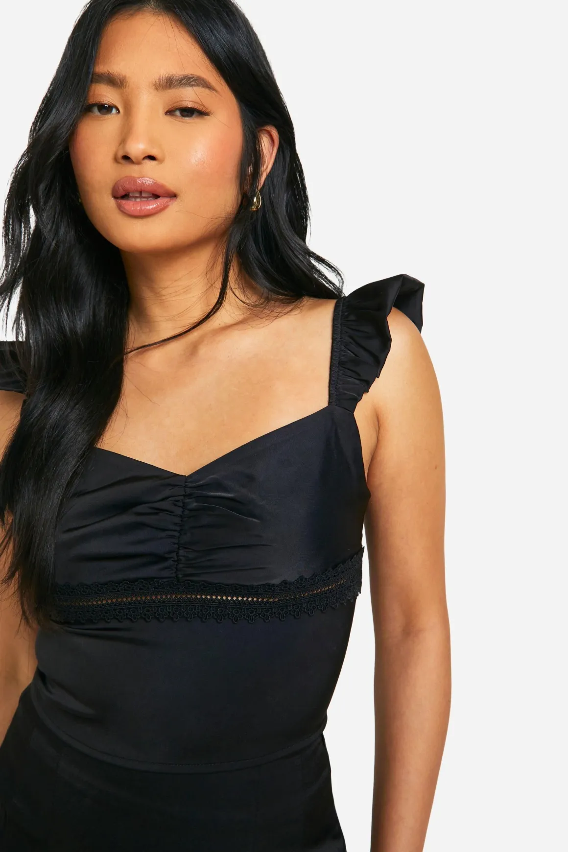 Petite - Top satiné à détails en dentelle