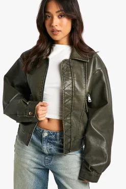 boohoo Petite Veste Bomber en synthétique Look Vintage<Femme Vestes & Manteaux|Bombers