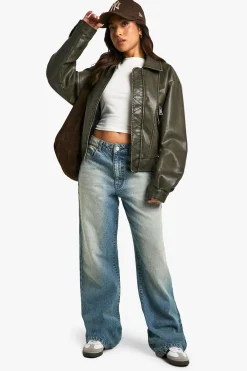 boohoo Petite Veste Bomber en synthétique Look Vintage<Femme Vestes & Manteaux|Bombers