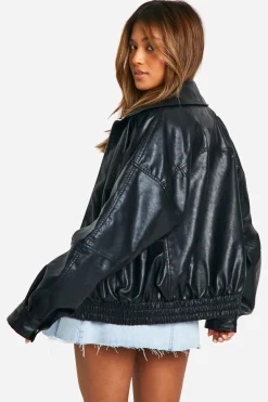 Petite Veste Bomber Oversized en synthétique avec Détail de Couture