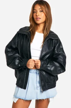 Petite Veste Bomber Oversized en synthétique avec Détail de Couture