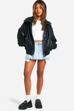 Petite Veste Bomber Oversized en synthétique avec Détail de Couture