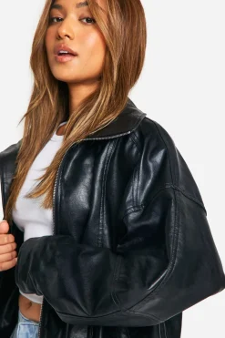 Petite Veste Bomber Oversized en synthétique avec Détail de Couture