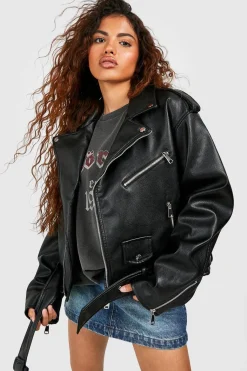 Petite Veste de Motard Oversize en synthétique