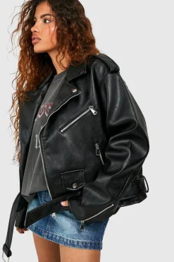 Petite Veste de Motard Oversize en synthétique