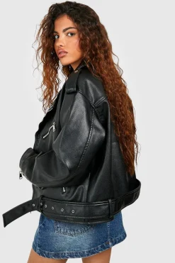 Petite Veste de Motard Oversize en synthétique