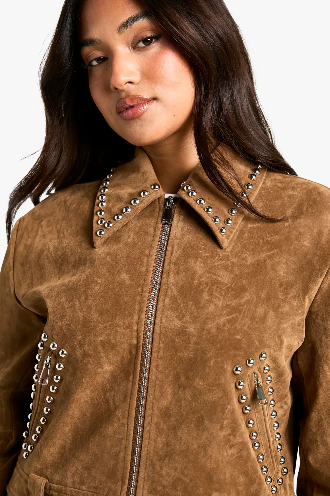 Petite veste en synthétique avec détails cloutés