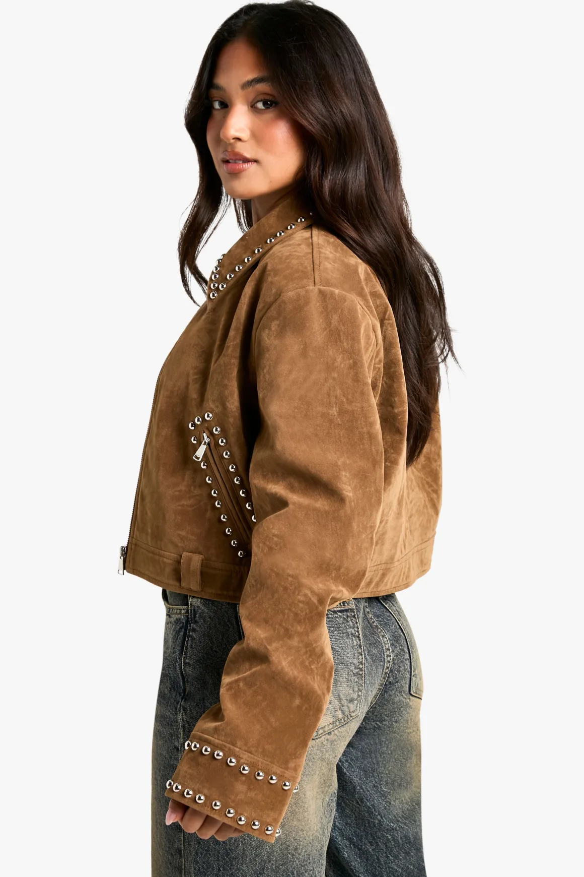 Petite veste en synthétique avec détails cloutés
