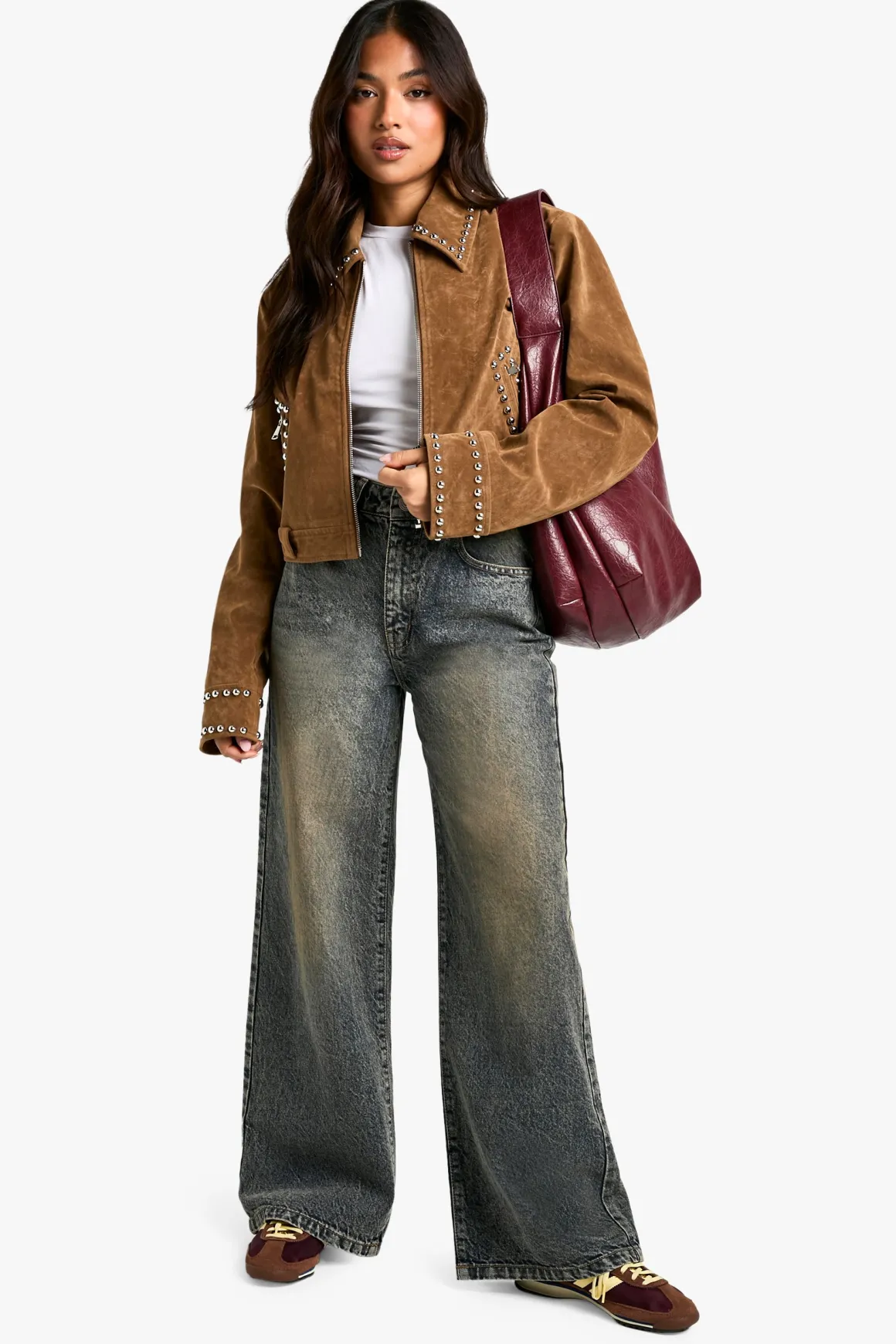 Petite veste en synthétique avec détails cloutés