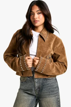 Petite veste en synthétique avec détails cloutés