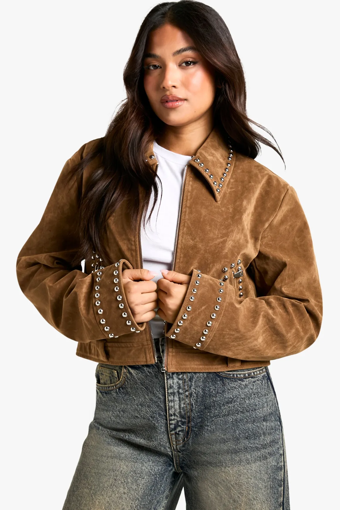Petite veste en synthétique avec détails cloutés