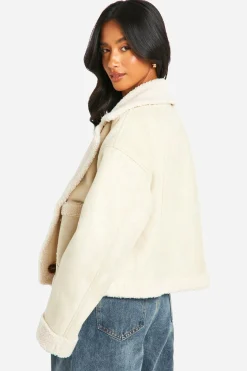 Petite Veste en synthétique Micro-suédé avec Doublure Borg