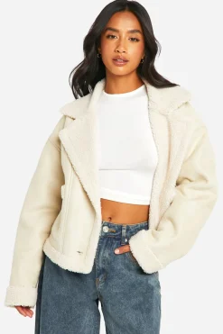 Petite Veste en synthétique Micro-suédé avec Doublure Borg