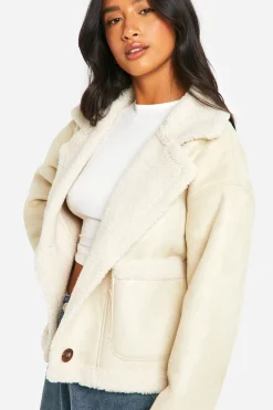 Petite Veste en synthétique Micro-suédé avec Doublure Borg