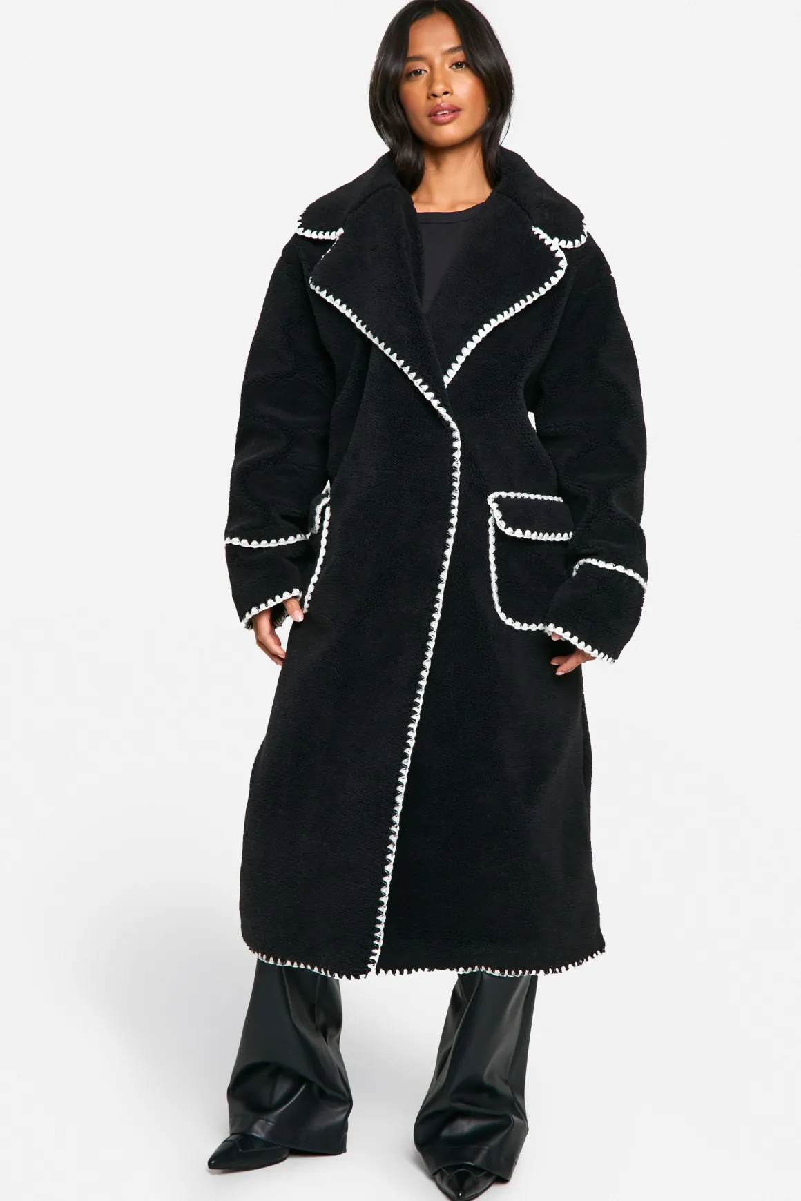 Petite Veste Teddy Longline à point de recouvrement
