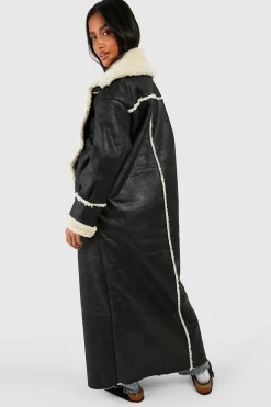 boohoo Petite Vintage Look Maxi Aviator Coat<Femme Vestes & Manteaux