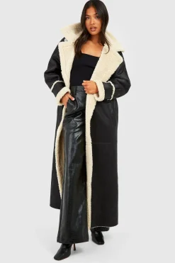 boohoo Petite Vintage Look Maxi Aviator Coat<Femme Vestes & Manteaux