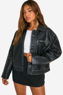Petite Vintage Look Veste en synthétique Zippée