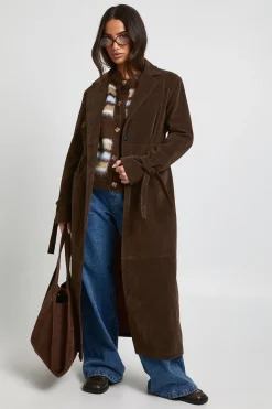 Petit manteau long cintré en synthétique