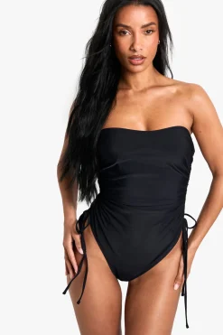 boohoo Petits essentiels pour maillots de bain – Maillot froncé<Femme Maillots De Bain|Tenues De Plage