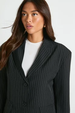 Pinstripe Oversized Boxy Fit Blazer