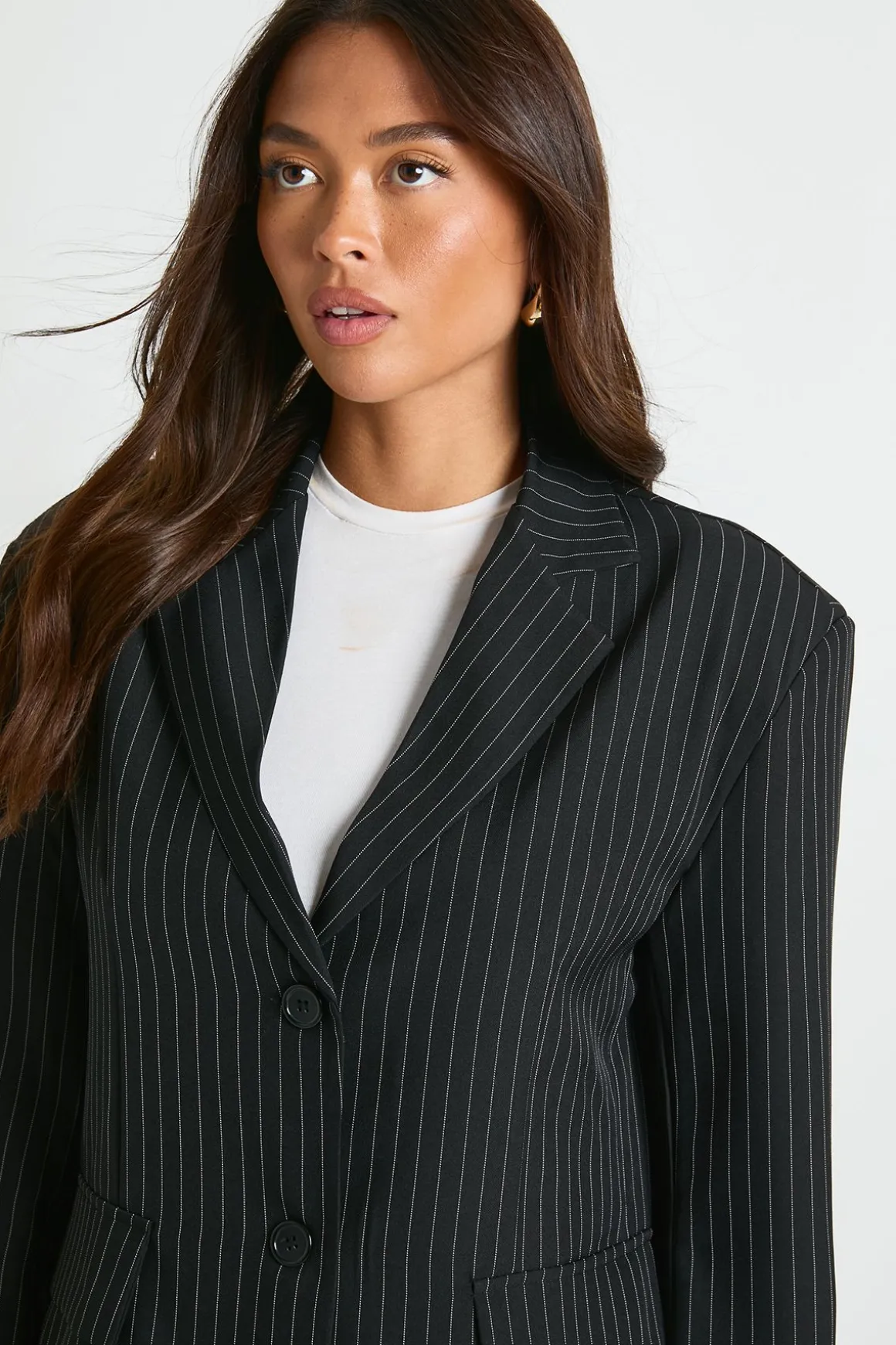 Pinstripe Oversized Boxy Fit Blazer