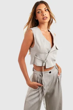 Pinstripe Wrap Waistcoat