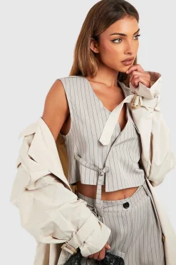 Pinstripe Wrap Waistcoat