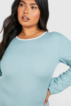 Playsuit à côtes grande taille avec bande de finition contrastante