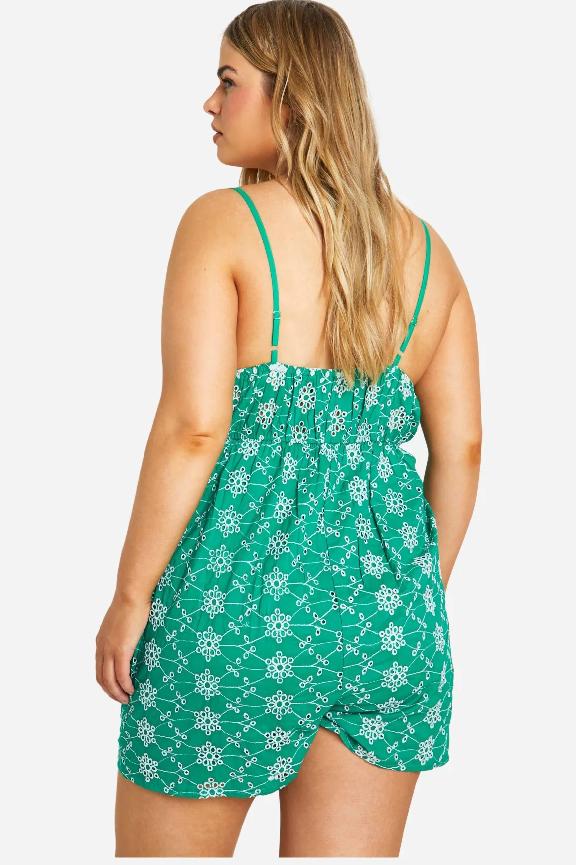 Playsuit grande taille à broderie contrastée