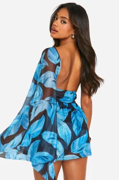 boohoo Playsuit jupe en mesh à imprimé feuille doublé<Femme Combinaisons Et Combishorts