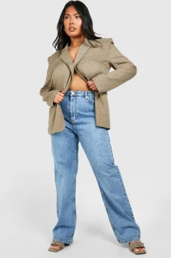 Plus Acid Wash Jean Droit Grande Taille