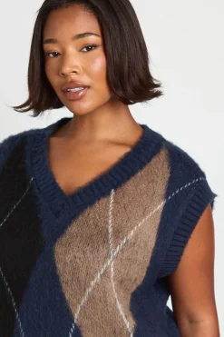 Plus Argyle Gilet Tricoté