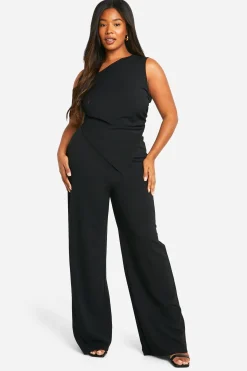 boohoo Plus Asymmetric Top & Trouser Co Ord<Femme Ensembles