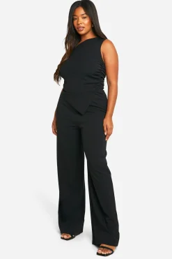 boohoo Plus Asymmetric Top & Trouser Co Ord<Femme Ensembles