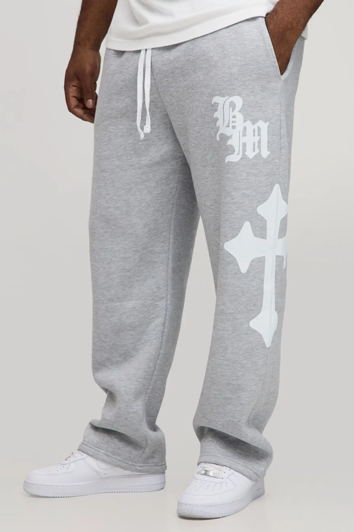 Plus Baggy Gothic BM Joggers à imprimé croisé
