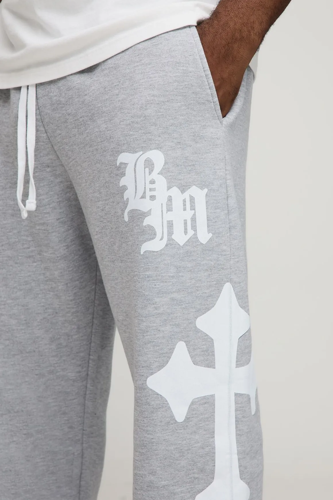 Plus Baggy Gothic BM Joggers à imprimé croisé