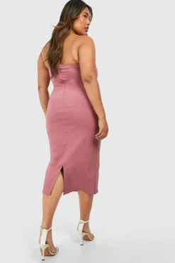 Plus Bandeau Bengaline Midi Dress