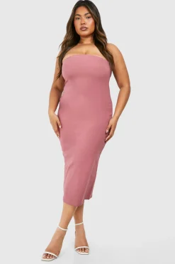 Plus Bandeau Bengaline Midi Dress