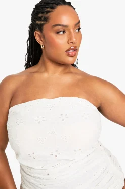 Plus Bandeau Broderie Skater Dress