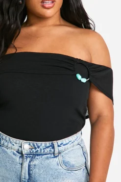 Plus Bardot Top à Finitions Détaillées
