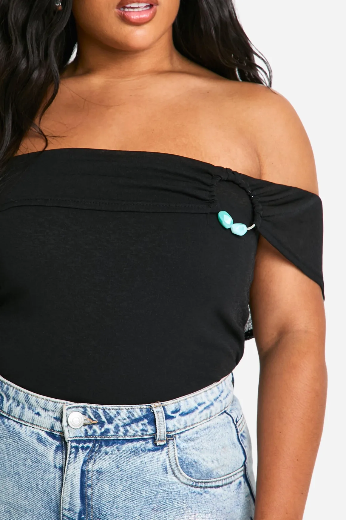 Plus Bardot Top à Finitions Détaillées