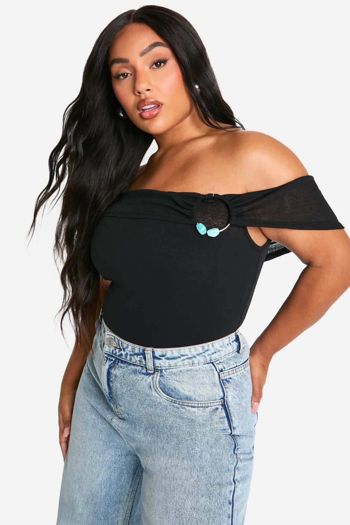 Plus Bardot Top à Finitions Détaillées