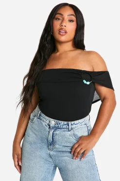 Plus Bardot Top à Finitions Détaillées